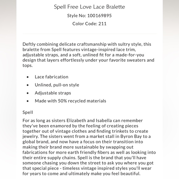 Free People Spell Free Love Lace Bralette - Size M - Picture 4 of 6